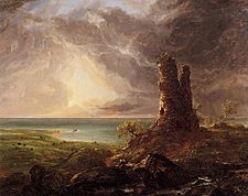 Cole Thomas Romantic Landscape with Ruined Tower 1832-36