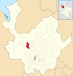 Location of the municipality and town of Buriticá in the Antioquia Department of Colombia
