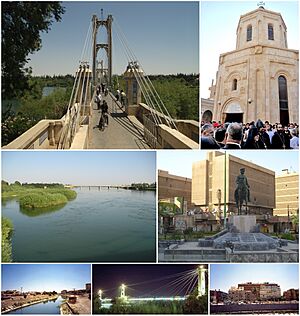 Suspension bridge • Memorial of Armenian genocideEuphrates River • March 8 Square Panorama of Deir ez-Zor