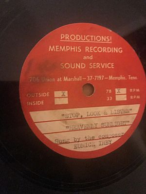 Demo record produced at Memphis Recording and Sound Service, Eunice Irby composer and performer