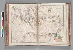 Eastern Mediterranean and Aegean Sea. Battista Agnese, PORTOLAN ATLAS (Italy ca. 1550)