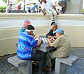 Four men playing dominoes in San Juan, Puerto Rico