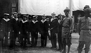 French sailors and Indian troops at Port Said 1914