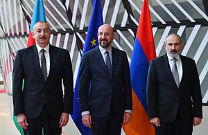 Ilham Aliyev held meeting with President of European Council and Prime Minister of Armenia in Brussels 05