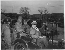 Lieutenant General Matthew Ridgway, Major General Doyle Hickey, and General Douglas MacArthur, Commander in Chief of... - NARA - 531405