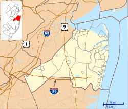 Map showing the location of Sandy Hook, New Jersey