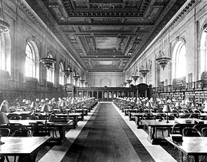 Main Reading Room of the New York City Public Library on 5th Avenue ca, 1910-1920