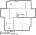 Map of Carroll County Ohio Highlighting Dellroy Village