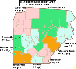 Map of Clearfield County Pennsylvania School Districts