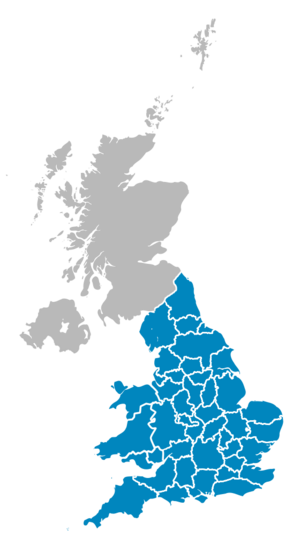 Map of English and Welsh Police areas in the United Kingdom
