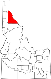 Map of Idaho highlighting Shoshone County