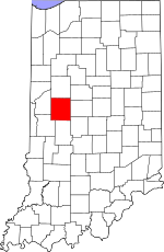 Map of Indiana highlighting Montgomery County