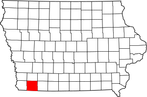 Map of Iowa highlighting Page County