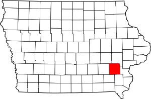 Map of Iowa highlighting Washington County