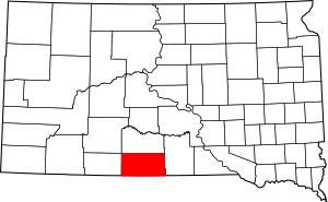 Map of South Dakota highlighting Todd County