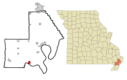 Location of Portageville, Missouri