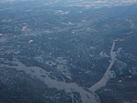 A January 2011 aerial view of North Pole, looking north, with the Tanana River to the southwest of it