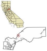 Location of Colfax in Placer County, California.