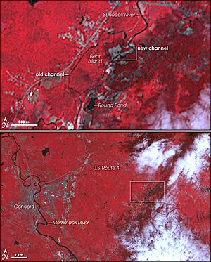 Suncook river course change from space