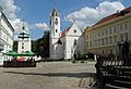 Teplice (Teplitz-Schönau) - Schlossplatz mit Kirche St. Johannes links