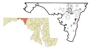 Washington County Maryland Incorporated and Unincorporated areas San Mar Highlighted.svg