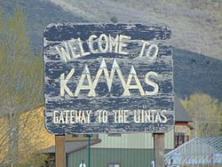 Welcome to Kamas sign on SR-248, Apr 16.jpg