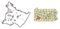 Westmoreland County Pennsylvania Incorporated and Unincorporated areas Vandergrift Highlighted