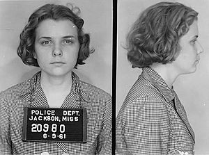 Winonah Myers Freedom Rider who was arrested and had this mugshot taken on June 9 1961.jpg