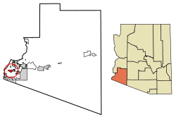 Location of Somerton in Yuma County, Arizona