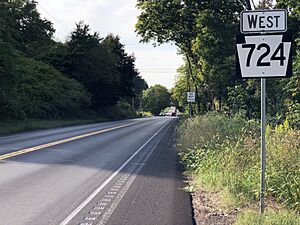 2022-09-21 16 45 28 View west along Pennsylvania State Route 724 (Schuylkill Road) just west of Fricks Lock Road in East Coventry Township, Chester County, Pennsylvania