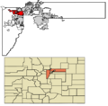 Adams County and Jefferson County Colorado Incorporated and Unincorporated areas Arvada Highlighted 0803455