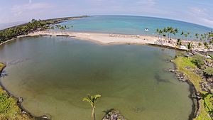 Aerial view of the Anaeho'omalu Bay Fish Ponds