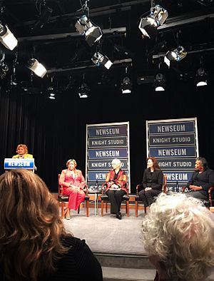 Amanda Matthews on panel with Sonya Ross and Carol McCabe Booker at Newseum, Washington DC for unveiling of Alice Allison Dunnigan statue