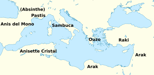 Anise alcohols Mediterranean map