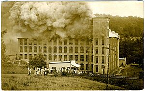 Avalon Mill burning