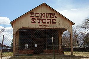 The Bonita Store in Bonita, formerly a saloon where William H. Bonny shot a local blacksmith for hacking on him