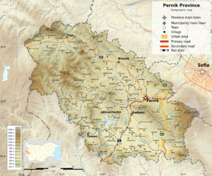 Bulgaria Pernik Province topographic map