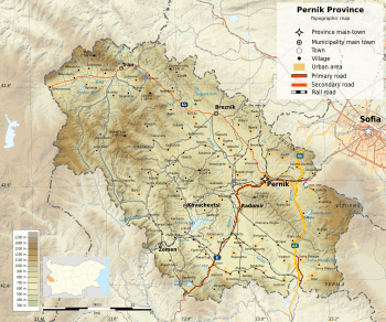 Bulgaria Pernik Province topographic map