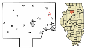 Location of Hollowayville in Bureau County, Illinois.