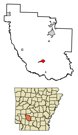 Location of Gurdon in Clark County, Arkansas.