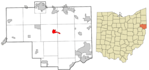 Location of Lisbon in Columbiana County and in the State of Ohio