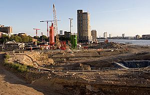 Construction site of Riverside South (Canary Wharf) (September 2007)