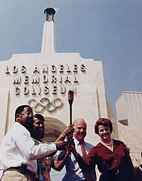 Dianne Feinstein holding the torch during the 1984 Summer Olympics