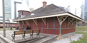 Don train station after being moved to the John Street Roundhouse Museum -a