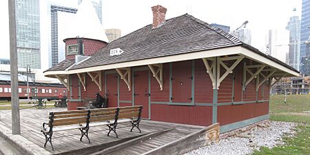 Don train station after being moved to the John Street Roundhouse Museum -a