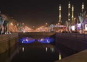 Downtown Aleppo, Queik river at night