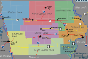 Iowa regions map