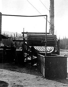 Machine for tarring gillnets, Wrangell, Alaska, August 1918 (COBB 115)
