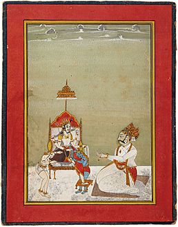 Maharaja Gaj Singhji (1723, r.1745-1787) of Bikaner worshiping goddess Karni Mata