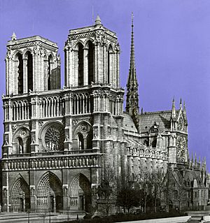 Maison Braun & Cie, Notre Dame de Paris, ca. 1930-crop, change chiaroscuro, perspective, add color by Paolo Villa 2019